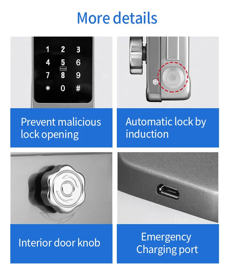 Waterproof Tuya Smart Double Side Fingerprint Lock Keyless Entry Motor Rim Door Lock 2.4G Wifi Remote Control with Alexa Echo