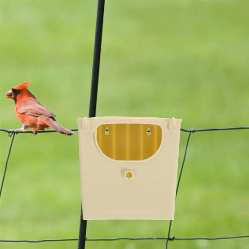 4pcs beige plastic bird breeding boxes for lovebird incubation and hanging nesting, perfect for garden decor.