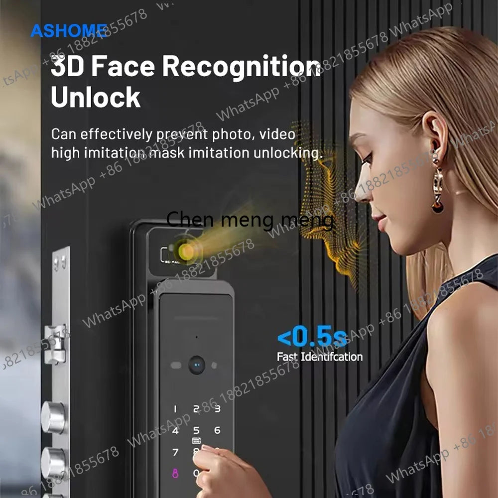 Lxy Home Wifi Fully Automatic 3D Face Recognition Smart Lock Face Security Fingerprint Code Card Key Camera Door Smart Locks