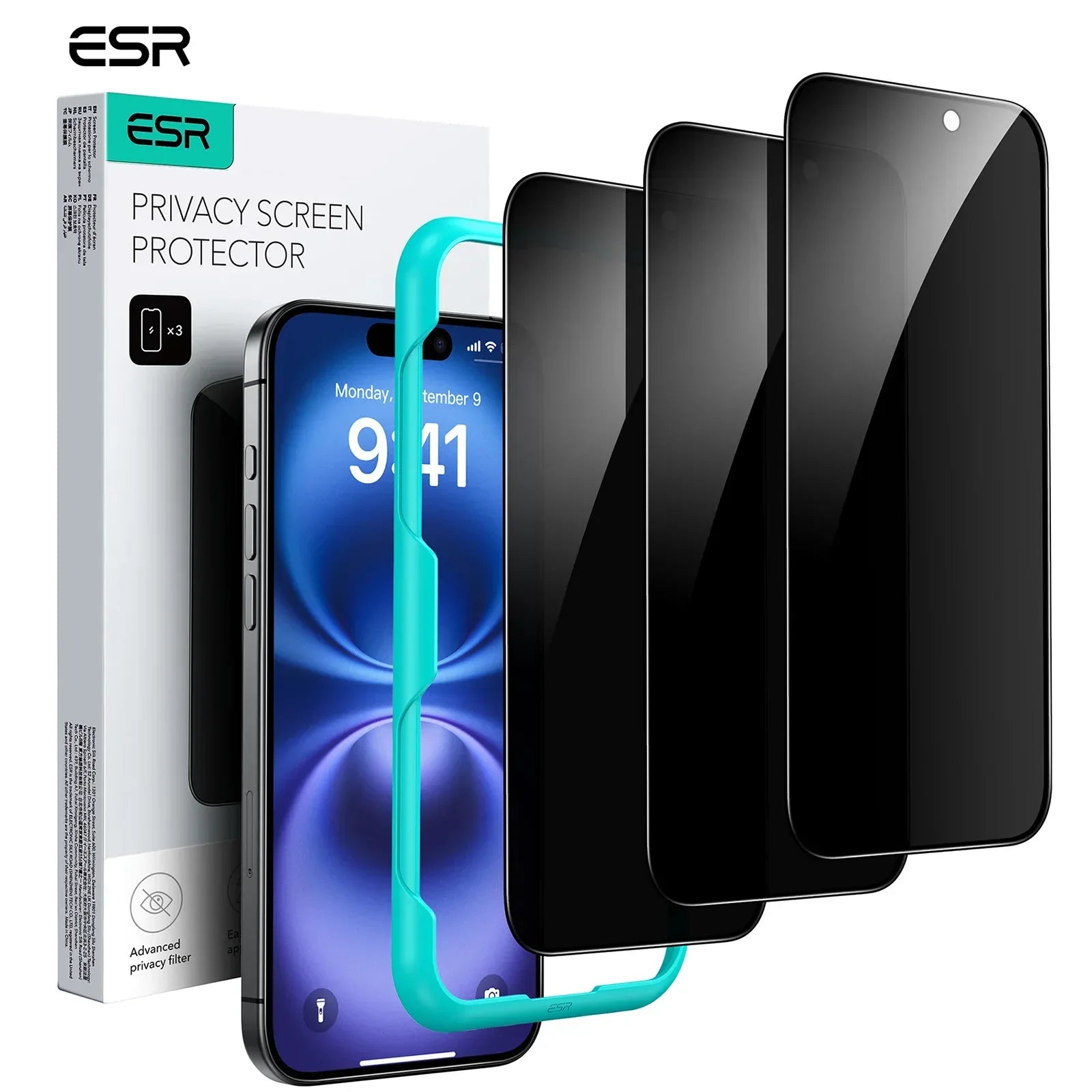 Privacy Screen Protector for iPhone - 9H Tempered Glass 3 Pack Privacy 3 Pieces Tidesmit