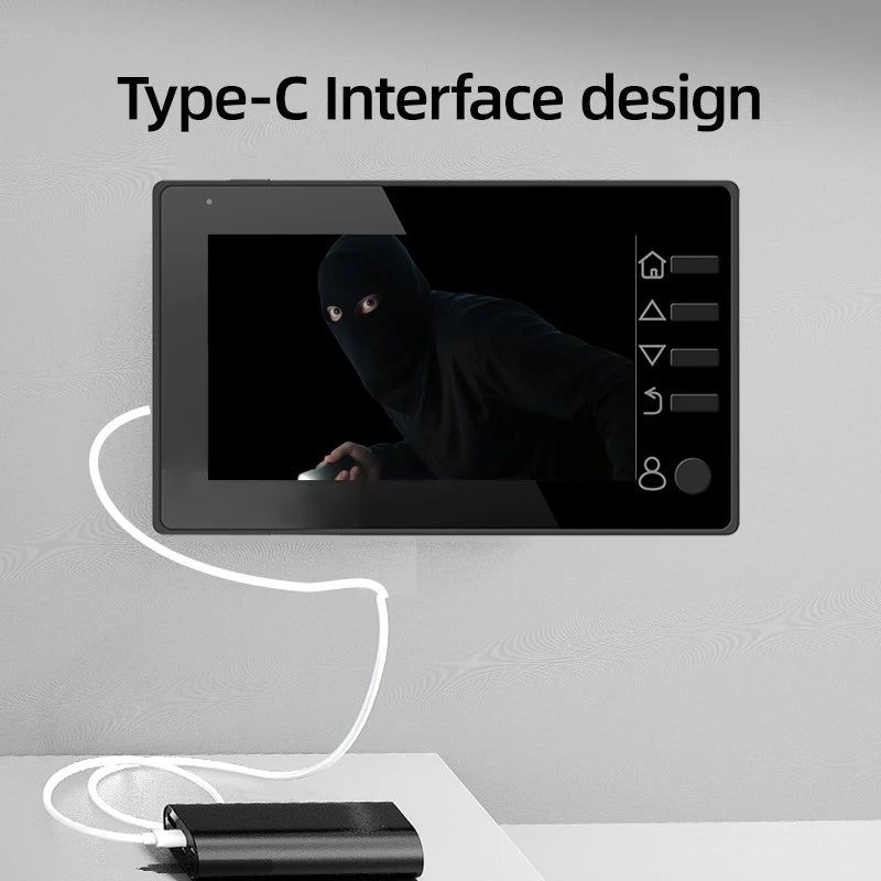 Danmini Visual Doorbell Peephole 4.3'' LCD HD Display Digital Door Viewer 1 Million Pixel 120° Camera Security Cat Eye Door Bell