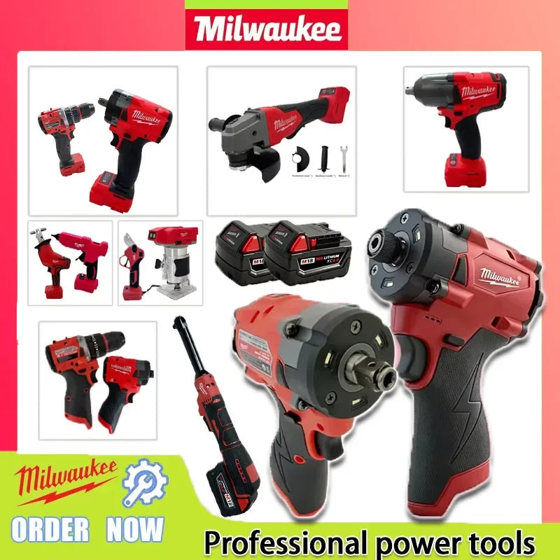 Milwaukee Tools Such as Rangefinders, Angle Grinders, Electric Wrenches, Drills, Blowers, and Impact Wrenches For 18V Battery