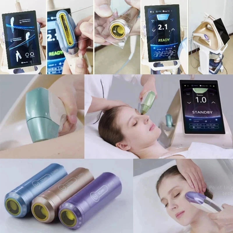 Professional 12D facial and body lifting machine with touchscreen, interchangeable probes, and skin rejuvenation tech.
