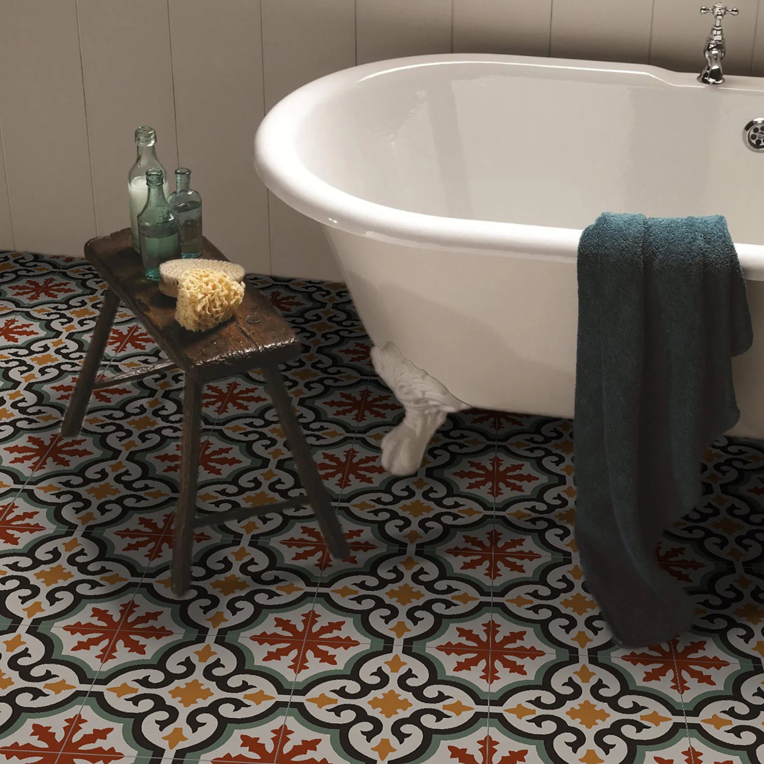 Peel and Stick Floor and Wall Tile Waterproof  Flooring for Bathroom, Vinyl Self Adhesive Flooring Tile 6PCS Backsplash