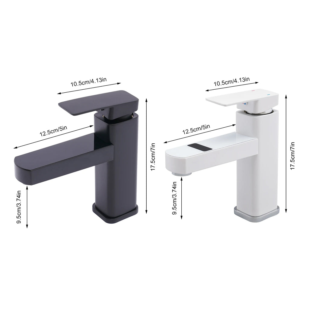 Black/White LED's Smart 0-99°C Temperature Digital Display Faucet 10.5*17.5cm G1/2" Deck Mount Basin Faucet