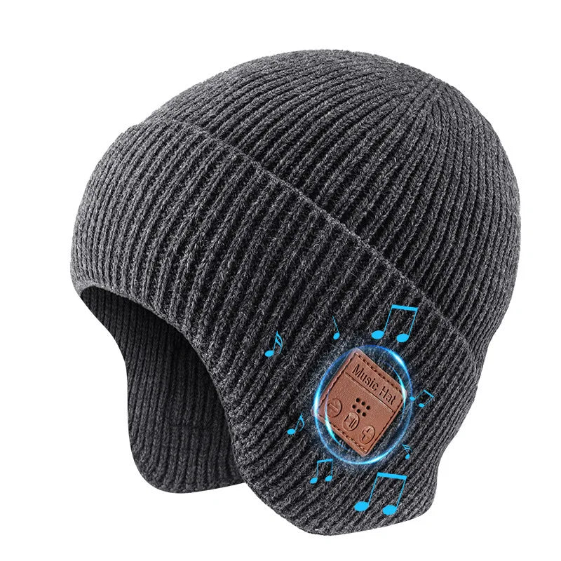 Bluetooth Beanie Hat with Stereo Speakers - Washable Wireless Headset Bluetooth cap grey one-size-fits-all Tidesmit