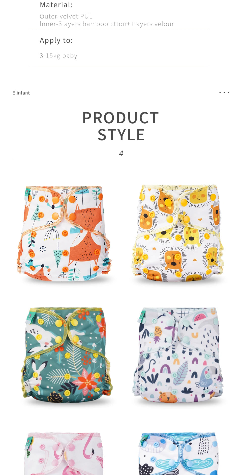 HappyFlute New Print  AI2 Snap Insert Bamboo Cotton&Velour OS Baby Napp One Piece Pack Baby Waterproof Night Diaper