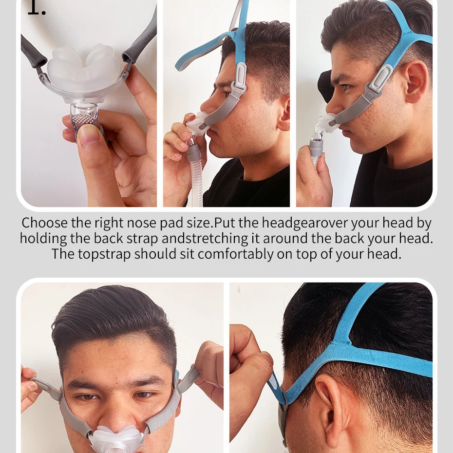BMC Nasal Pillows Mask PM2 Soft Silicone CPAP Accessories Front Hose Full Size Kit Nose Pads 22mm Tub Diameter