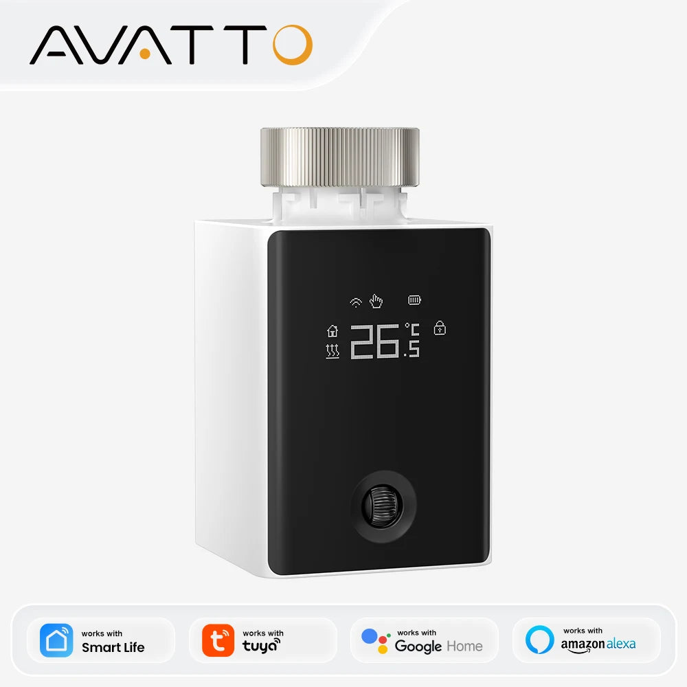 AVATTO ZigBee 3.0 Smart Thermostat Radiator Actuator,TRV Thermostatic Valve Controller Support Tuya Alexa Google Home Alice