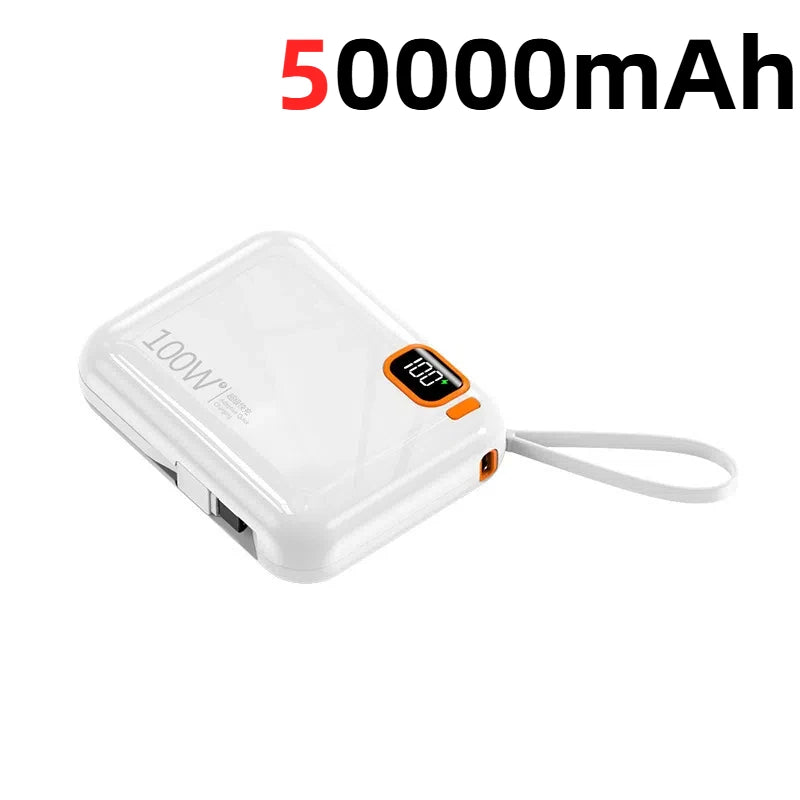 Tidesmit 50000mAh Fast Charging Power Bank with Detachable Cable white 50000mAh Tidesmit