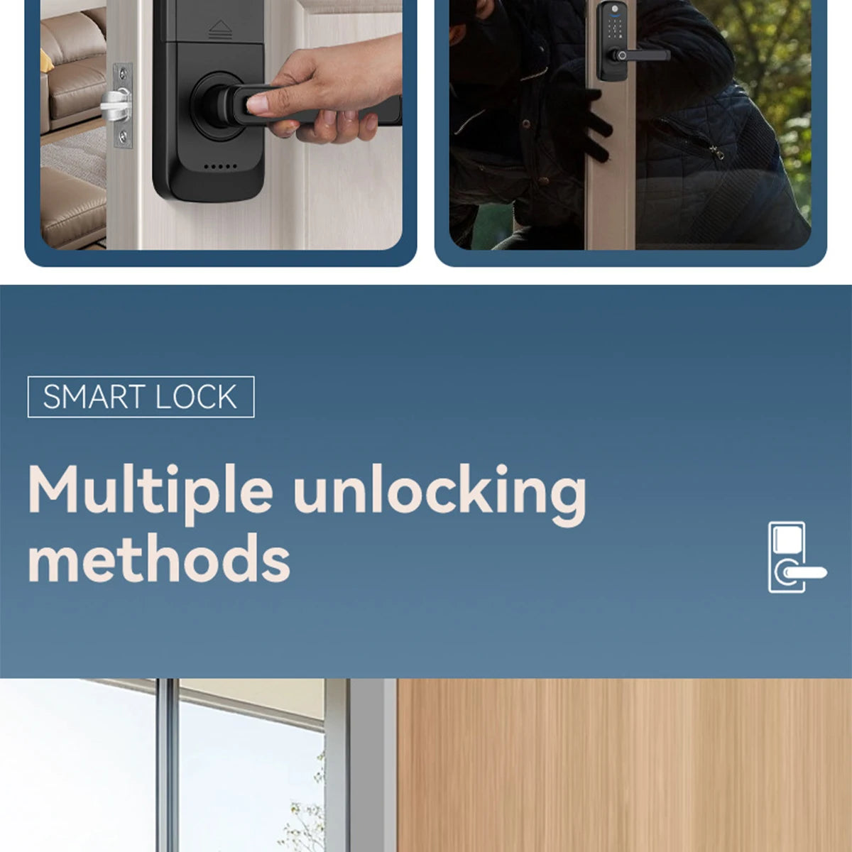 Keypad Door Lock With Handle Fingerprint Door Lock Smart Doorbell Cat eye Peephole Camera Tuya Wifi App Door Locks For Bedrooms