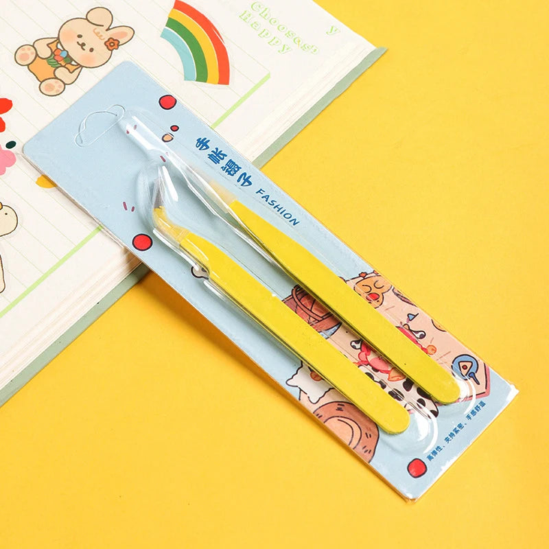 Eyelash Tweezers Set for False Eyelashes - Precision Applicator Tools False Eyelashes Yellow Set Tidesmit