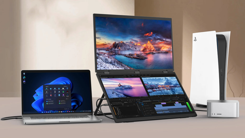 UPERFECT Delta Max Touch 18.5" 100Hz Stacked Monitor Laptop Touchscreen Folding Dual Mobile Computer Display W/ USB C Mini HDMI