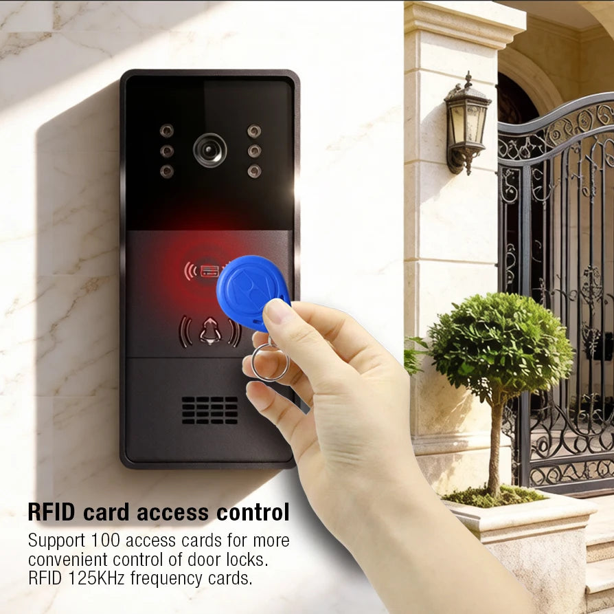 Video Intercom System 1080P Tuya WiFi  Video Door Bell Wireless Video DoorPhone with RFID  Unlock Door Camera
