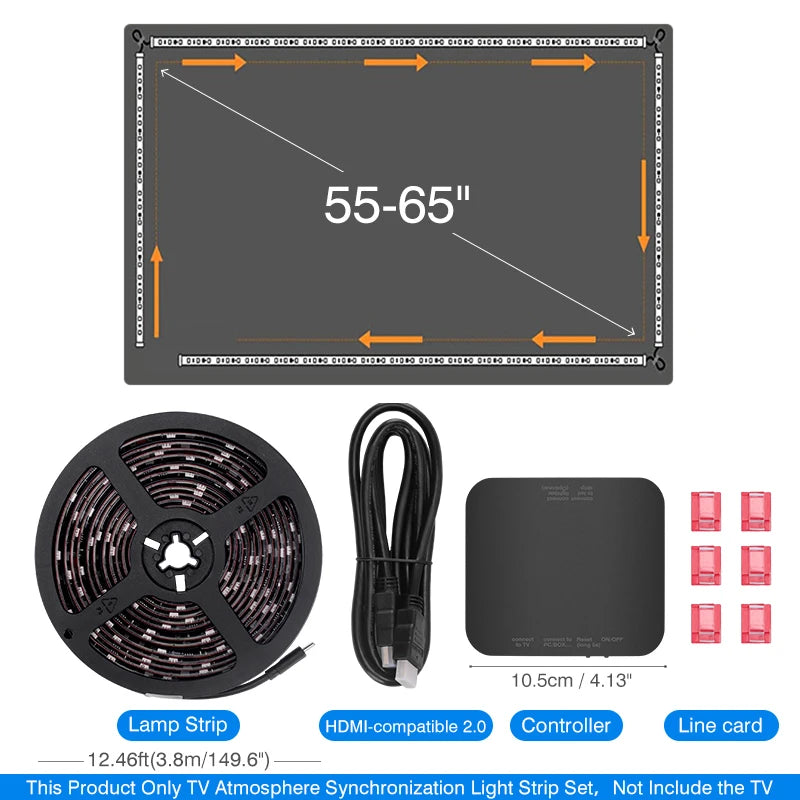 2026 New Ambient TV LED Backlight Sync to Screen For 40-85Inch Real-Time Sync LED Light Strip For 4K HDMI-Compatible 2.0 Device