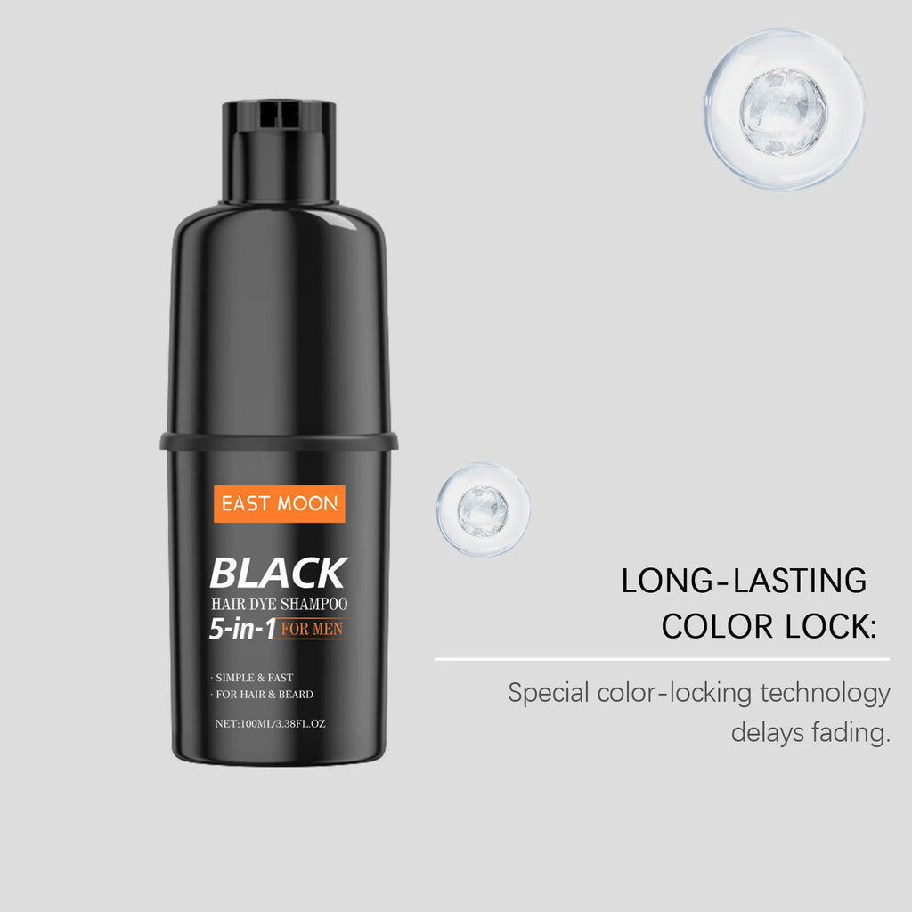 East Moon 5in1 Man Hair Dye Shampoo Repairing Gray White Non Irritating Keep Nourish Root Holiday Gift Black Hair Dyeing Shampoo