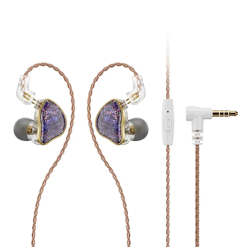 HiFi In-Ear Monitors 1DD+1BA Hybrid Dual Driver Earphones | Tidesmit Purple With Mic Tidesmit