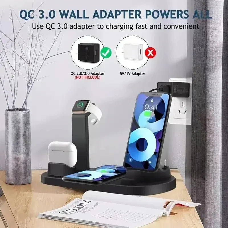 Wireless Charging Station for iPhone & AirPods | Qi Certified Fast Pad Tidesmit