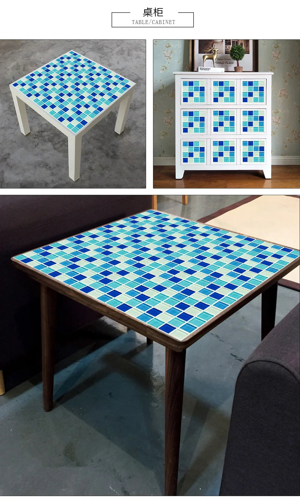 10pcs/set 10/15/20/30cm Flat Marble Mosaic Hard Tiles Wall Sticker Kitchen Bathroom Floor Diagonal Decor Wallpaper PVC Art Mural