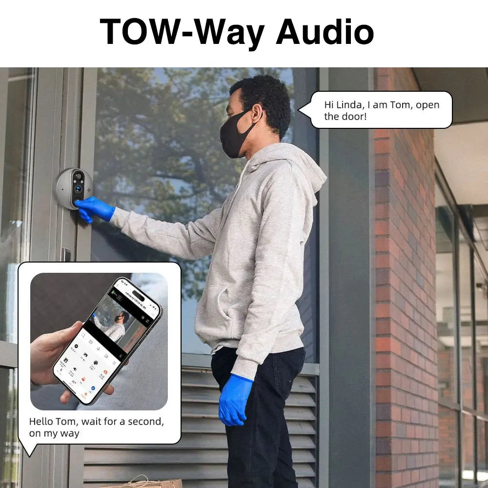 4.3 Inch Screen Tuya WiFi Smart Peephole Doorbell Camera 1080P Wireless Digital Door Viewer with PIR Motion Alert Two-Way Talk Infrared Night Vision Home Security Video Intercom