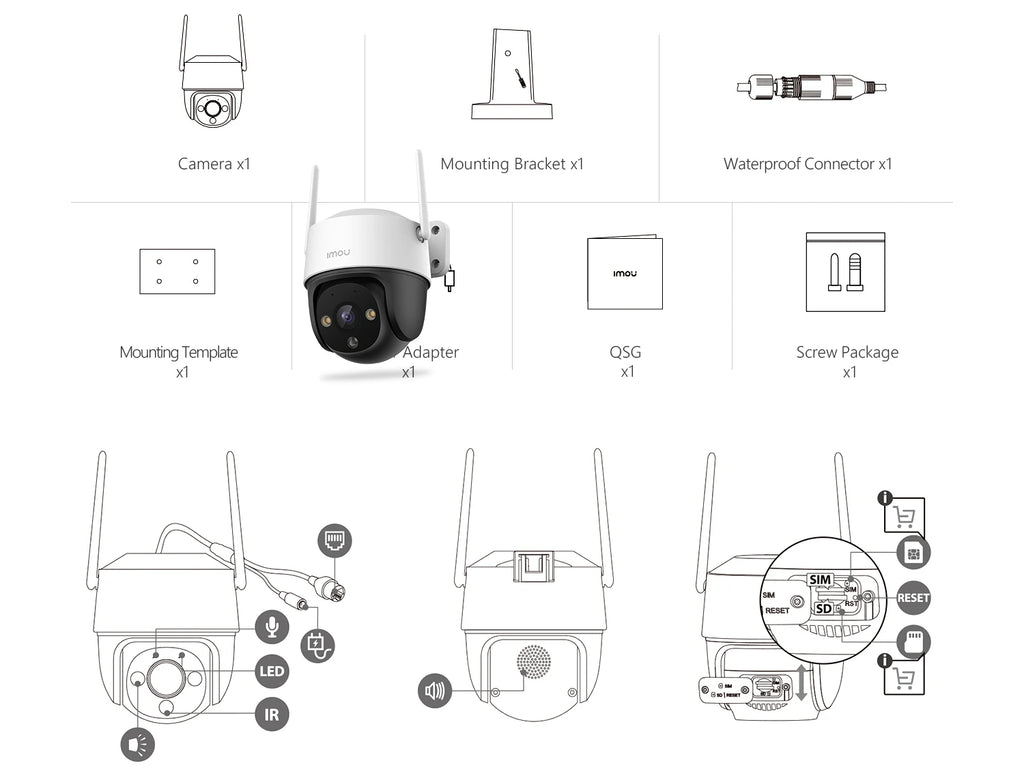 IMOU Cruiser SE+ 3MP Outdoor PTZ Wi-Fi Camera IP66 Weatherproof Camera Two Way Audio Colorful Night Vision AI Human Detection