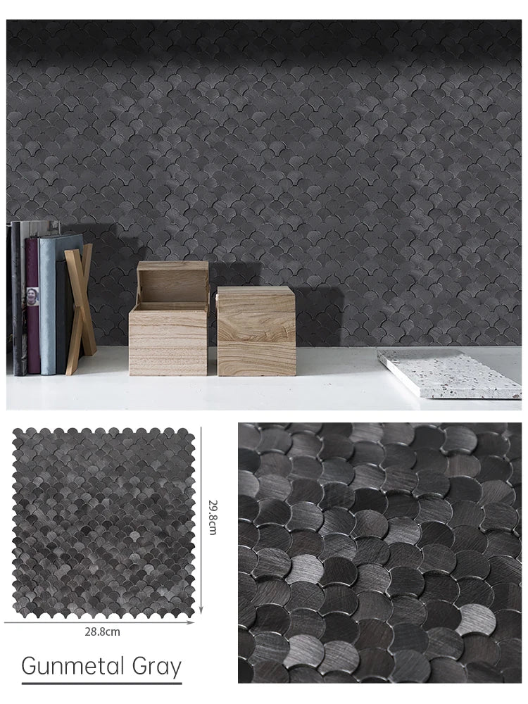3D Fan-Shaped Peel and Stick Backsplash Self Adhesive Wall Tiles Kitchen Decor Stick on Tiles Backsplash