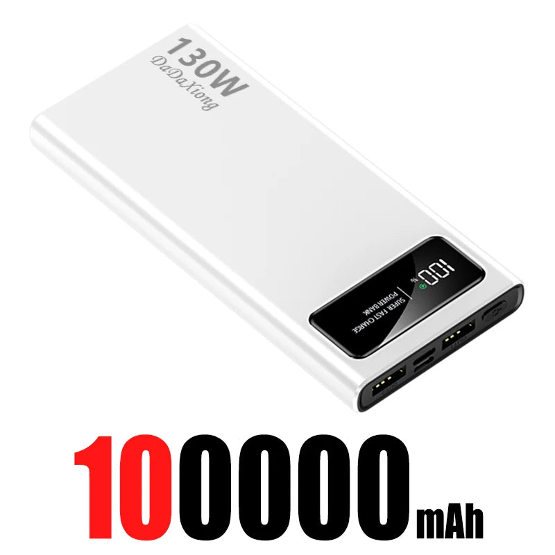 200000mAh Fast Charging Power Bank | 130W PD Portable Battery White 100000mAh Above 100000mAh Tidesmit