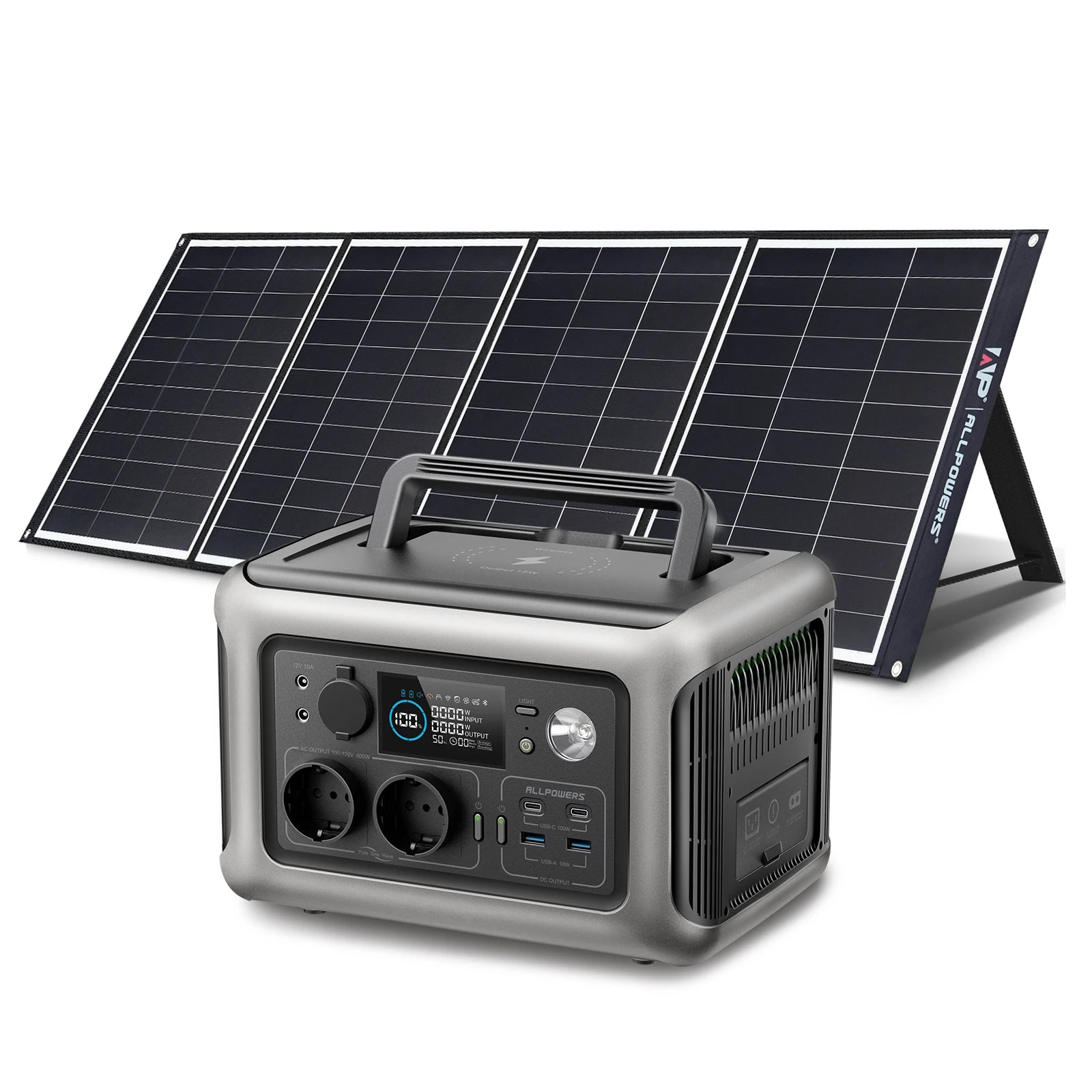 Portable Power Station 600W LiFePO4 with Solar Panel - Tidesmit R600 with 200W IBC Tidesmit