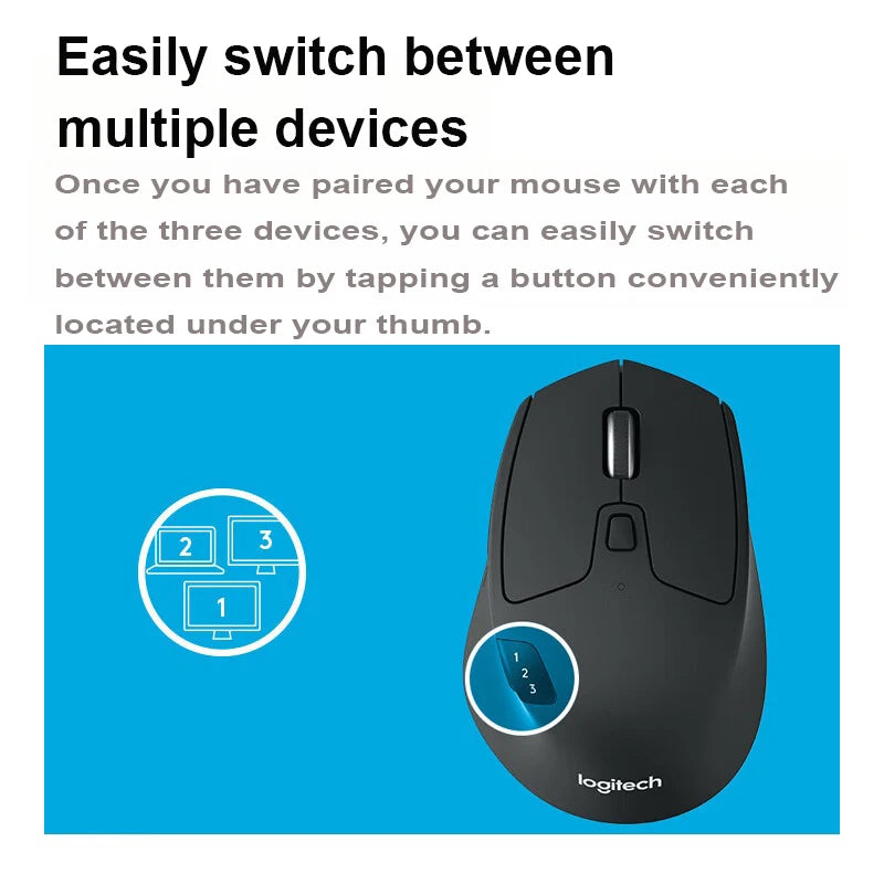 Logitech M720 Wireless Bluetooth Mouse - Office Mouse - Bluetooth Dual-mode Wireless Mouse