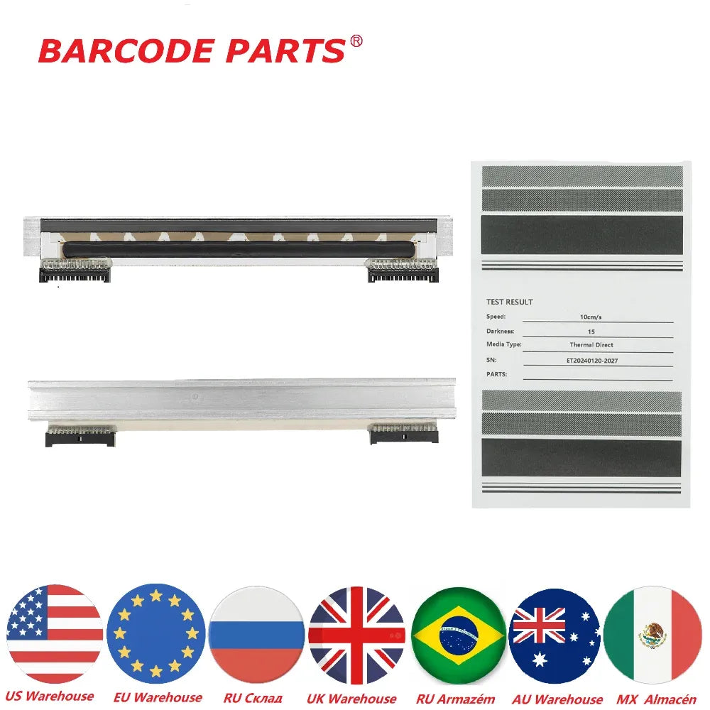 Thermal printhead assembly and test label card on white background