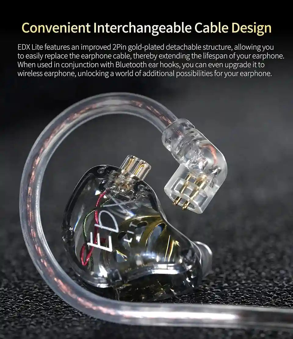 KZ EDX Lite In-Ear Monitor Headphones - Studio Sound Wired Earbuds Tidesmit