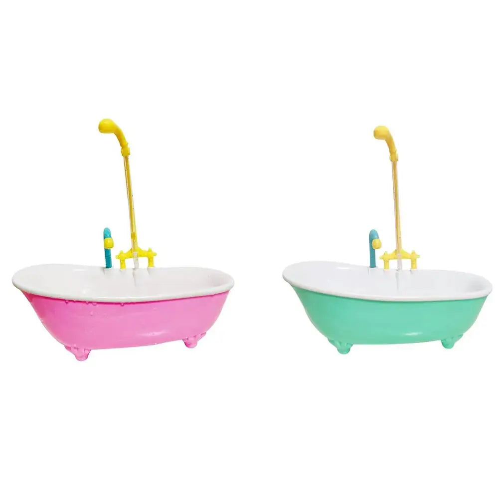 Automatic plastic parrot bathtub with shower in pink and green for fun, easy bird bathing and cage hygiene.