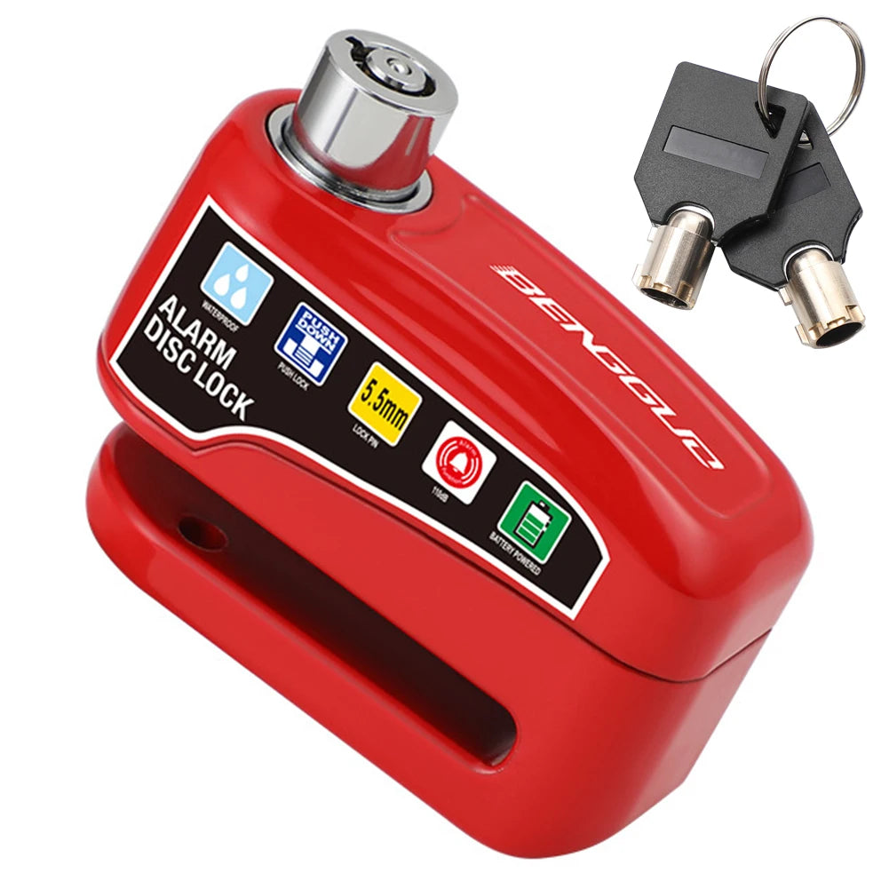 Motorcycle Alarm Wheel Disk Brake Lock with Keys Waterproof Bike Alarm Security Padlock Aluminum Alloy Bike Accessories