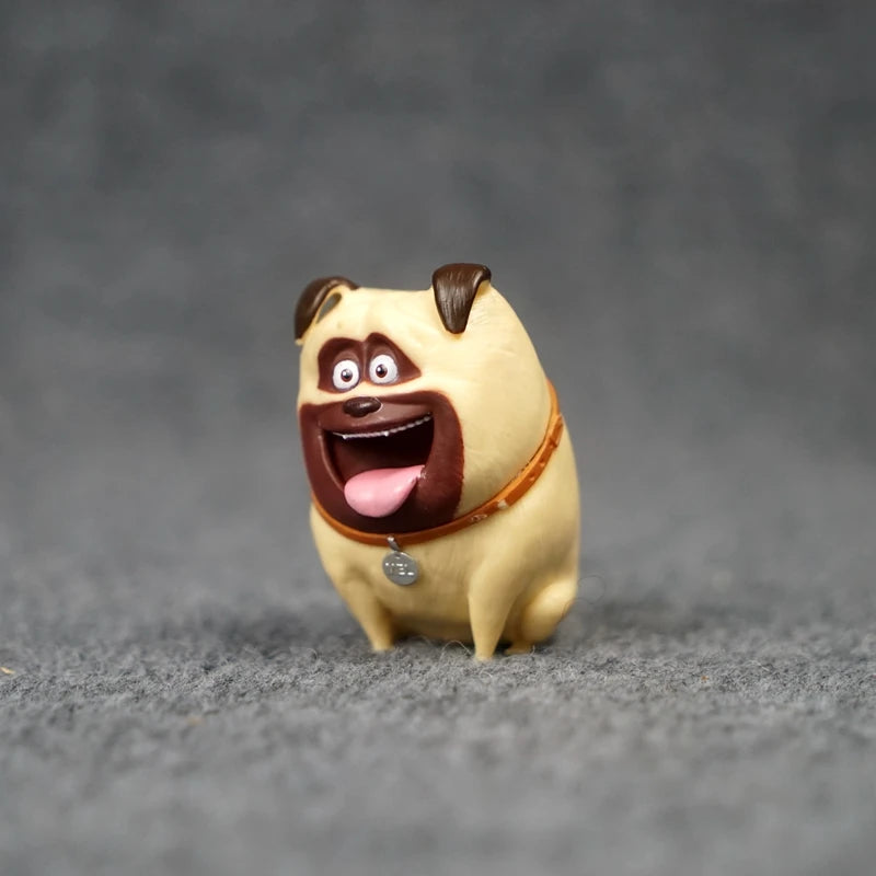 Cute Mel pug cartoon figure toy, a tan PVC collectible decoration, perfect as a unique holiday gift for pet lovers.