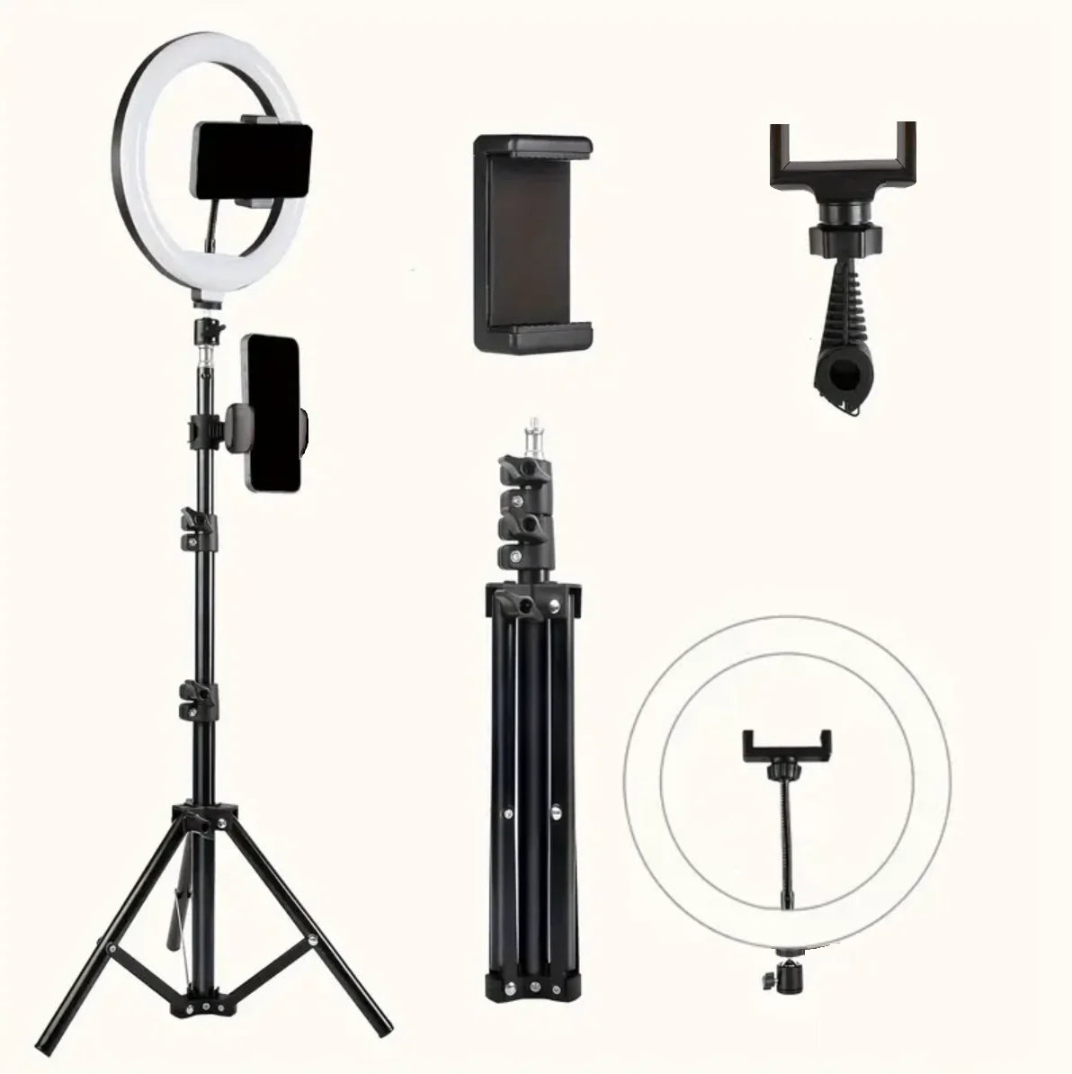 10-Inch LED Ring Light with Adjustable Tripod Stand - Black black Tidesmit