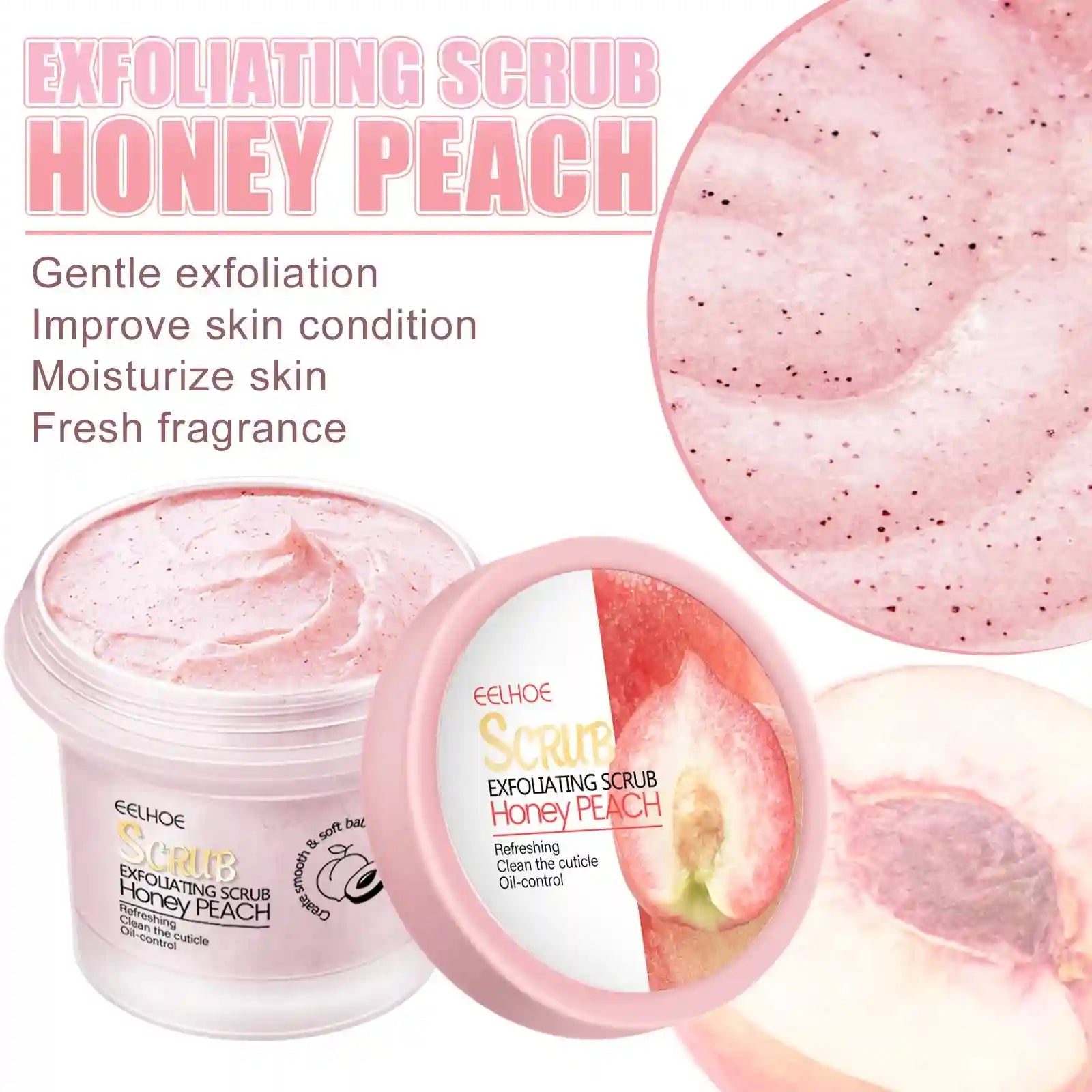 Peach Exfoliating Body Scrub – Natural Gel Polish 100g Scrubs Treatments Tidesmit