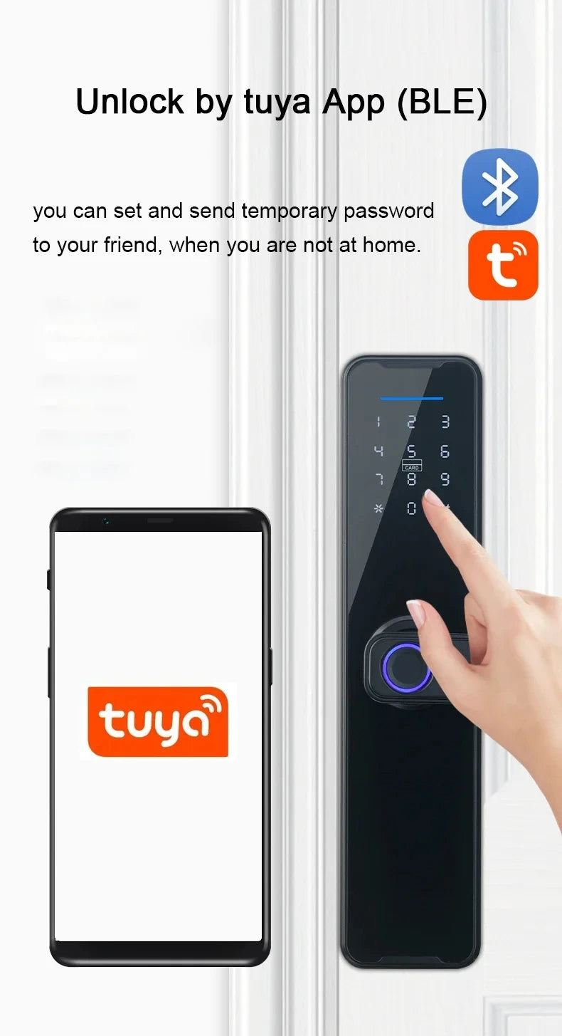Tuya Fingerpirnt Password Smart Door Lock Digital Keypad Electronic Lock Card Keys Fingerprint Tuya Bluetooth Smart Lock Keyless