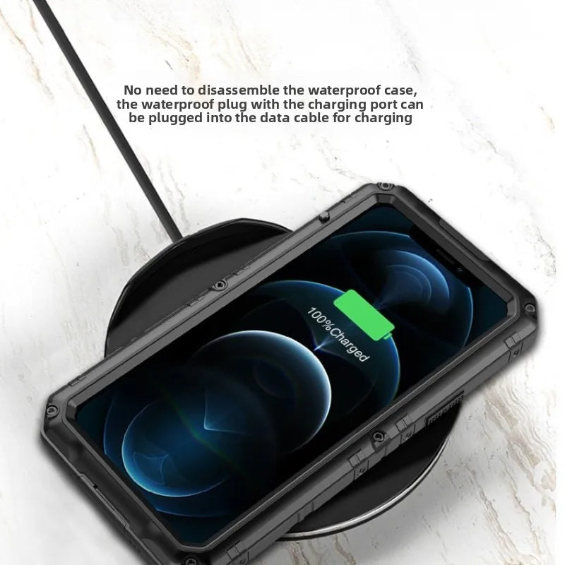 iPhone Shock-Absorbing Metal Case with Integrated Screen Guard Tidesmit