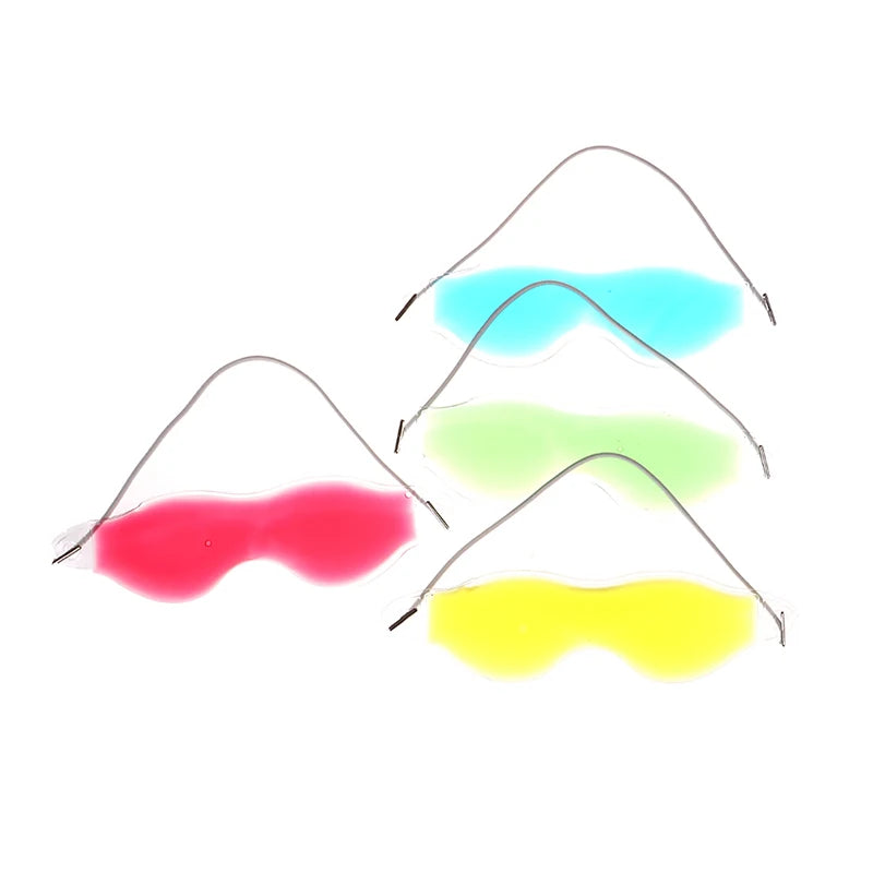 Colorful gel bead cold eye masks for sleep, stress relief, and cooling therapy with elastic head straps.