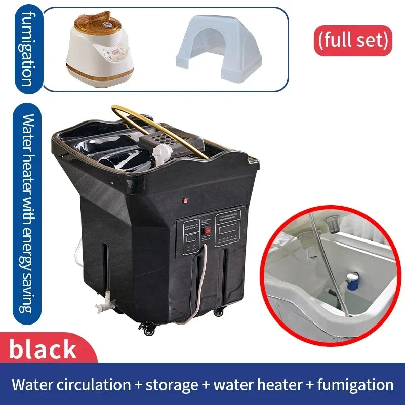 Portable Head Spa Bed With Water Tank | Professional Mobile Shampoo Basin Massage Chairs BLACK Tidesmit