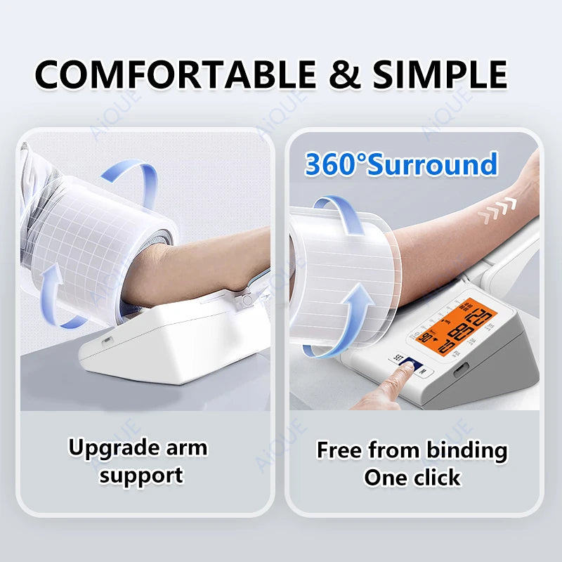AiQUE Tunnel-Type Blood Pressure Monitor 2User 99*2 Memory Upper Arm Automatic Digital BP Monitor Tonometer Sphygmomanometer