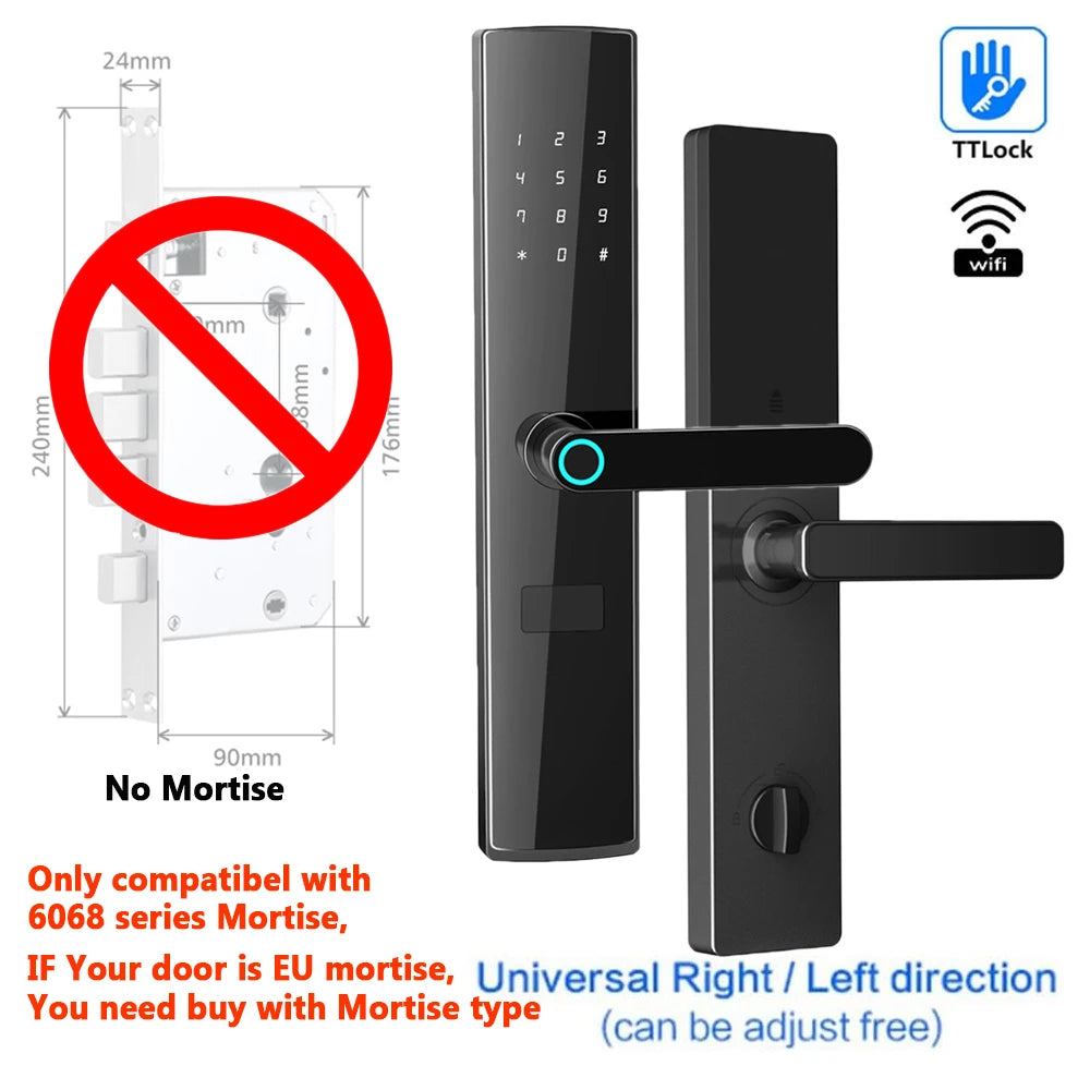 EU Warehouse Smart Fingerprint Door Lock TTLock WiFi – App, Keyless, Password, Card & Mechanical Key – Home, Hotel, Office, Airbnb