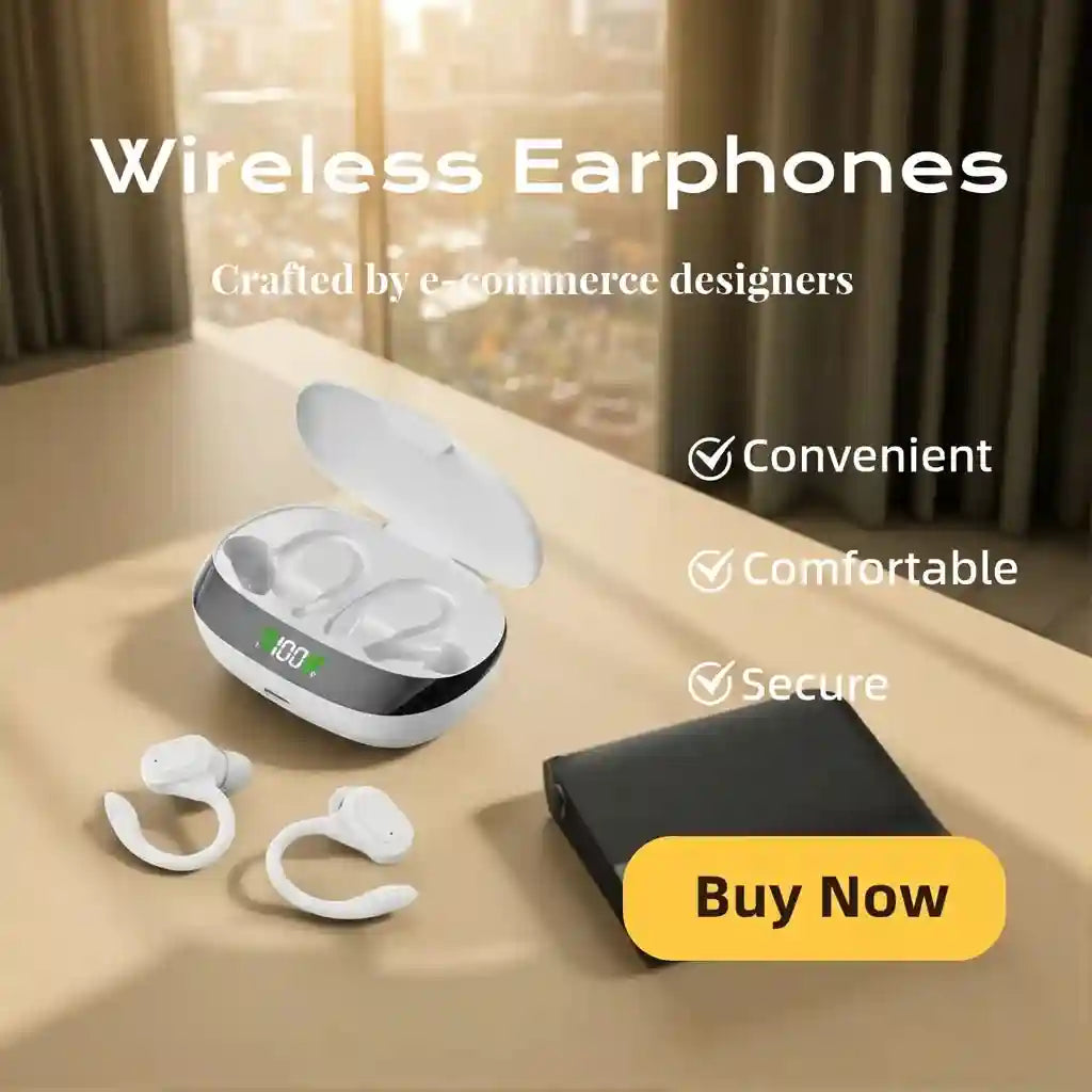 Wireless Bluetooth Earhook Headphones with Mic for Active Sports White Tidesmit