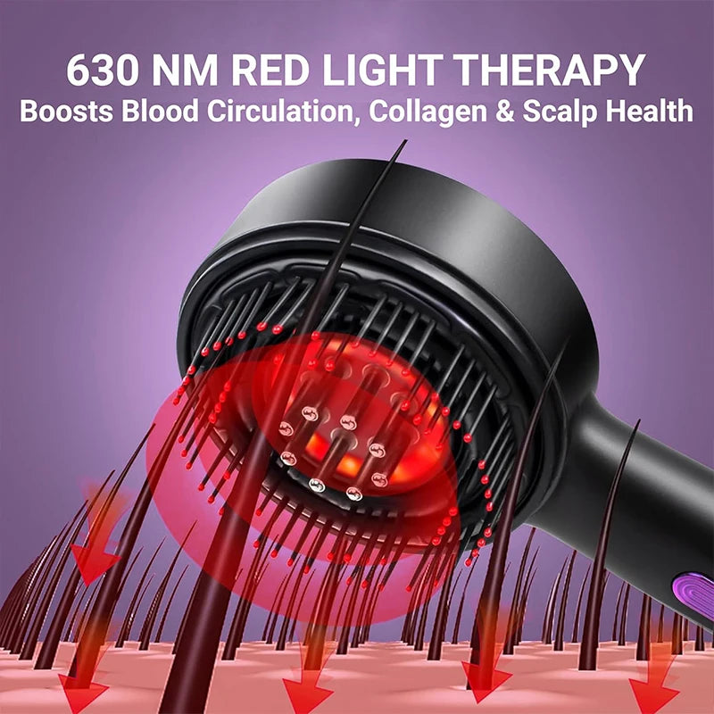 Electric Scalp Massager Comb for Hair Growth - Portable Red or Gray Device Relaxation Treatment Tidesmit
