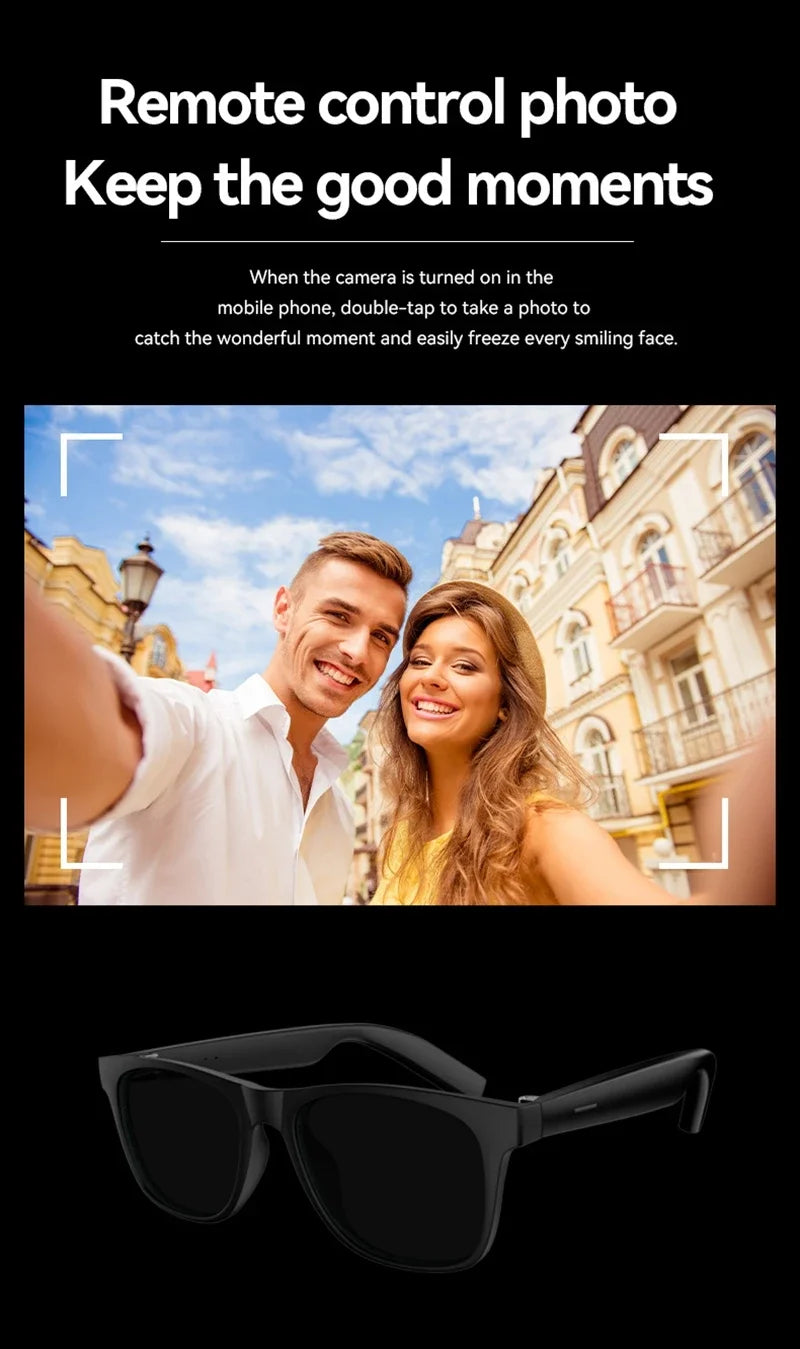 AI Smart Glasses with 4K Camera & Bluetooth Audio - Black by Tidesmit Tidesmit