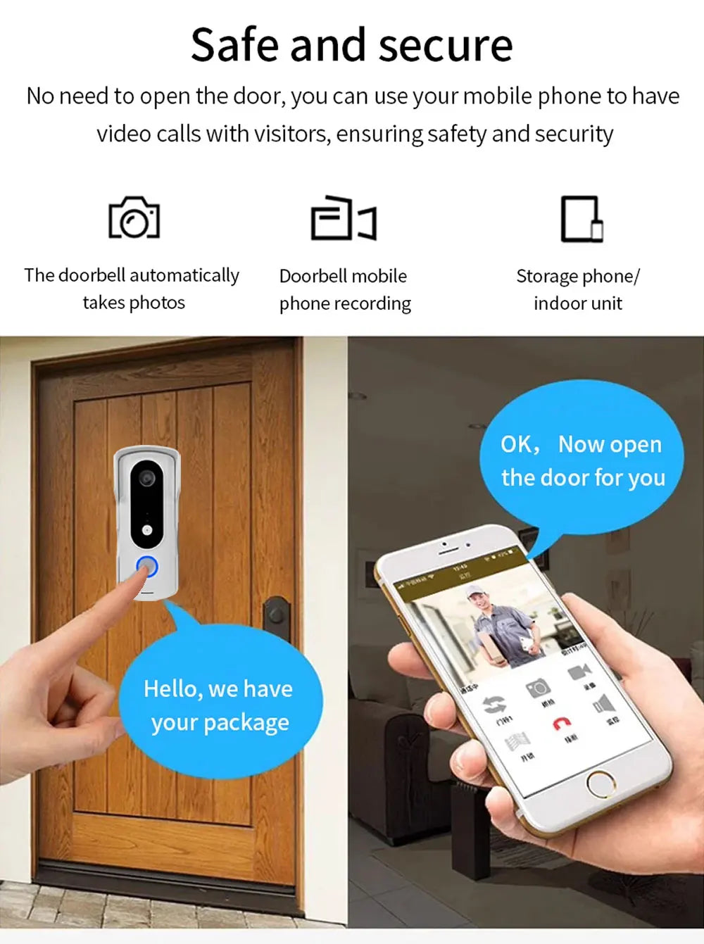 New 2 Wire Video Intercom System 7'' Color Touch Screen Tuya Wifi 1080P  Rainproof Call Panel IR Camera for Home Villa Buil