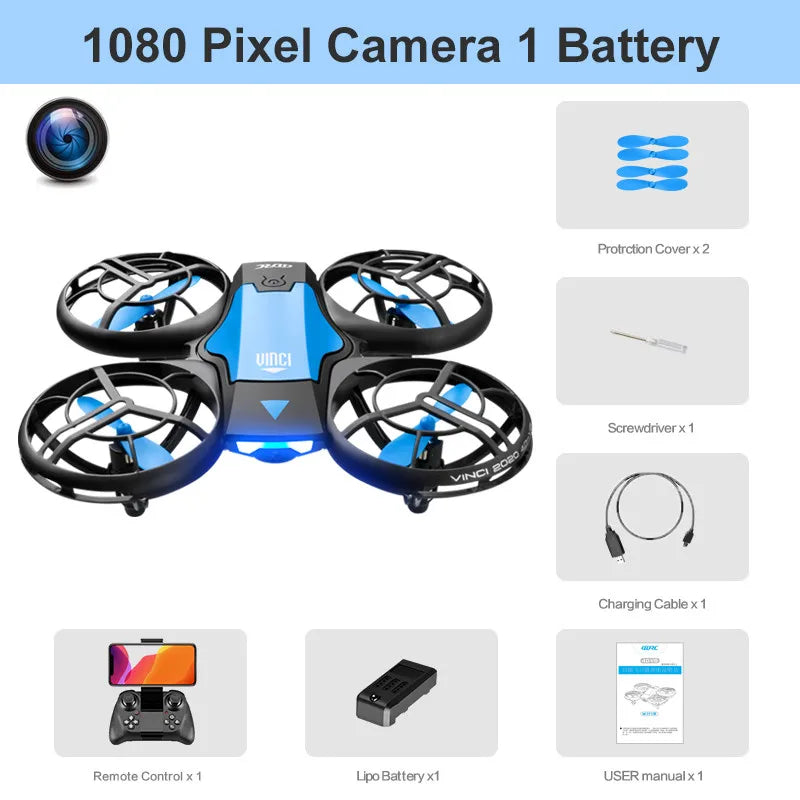 4K Camera Drone - Foldable Beginner Quadcopter with Obstacle Avoidance Blue-1080P-1B Tidesmit