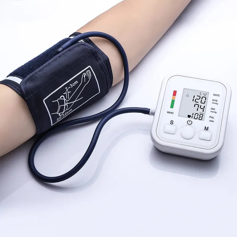 Digital Blood Pressure Meter Medical Voice Arm BP Sphygmomanometer Automatic Tonometer Tensiometer Pulse Heart Rate Health Meter