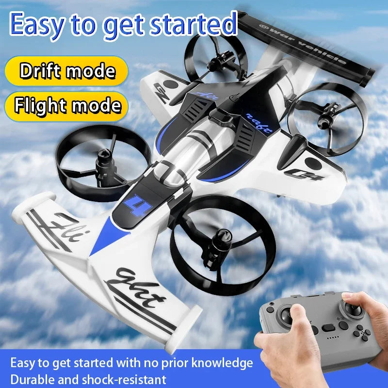 2-in-1 RC Stunt Drone Car - Foldable Aerial and Ground Vehicle White Violet Tidesmit