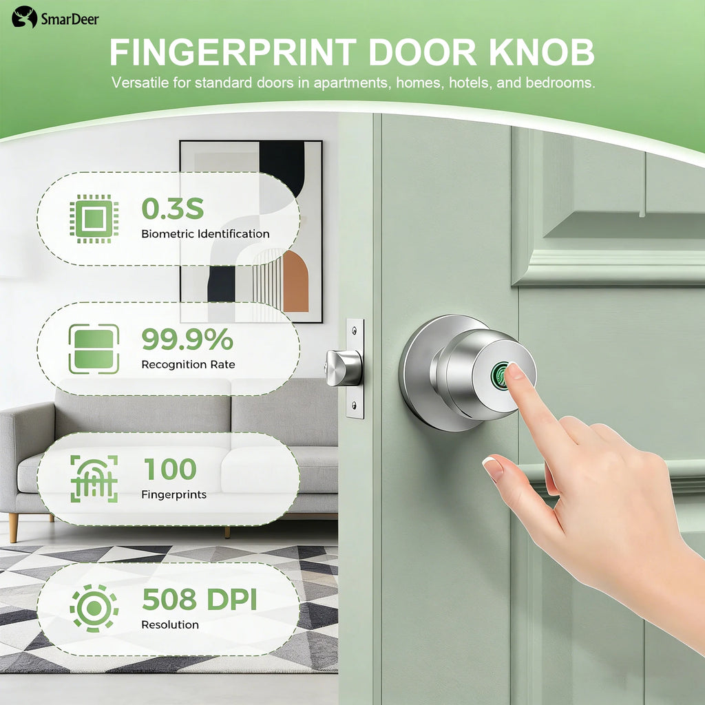 SmarDeer Fingerprint Lock for Tuya Smart Lock with Bluetooth Door Lock Keyless Entry with Fingerprint and Tuya App